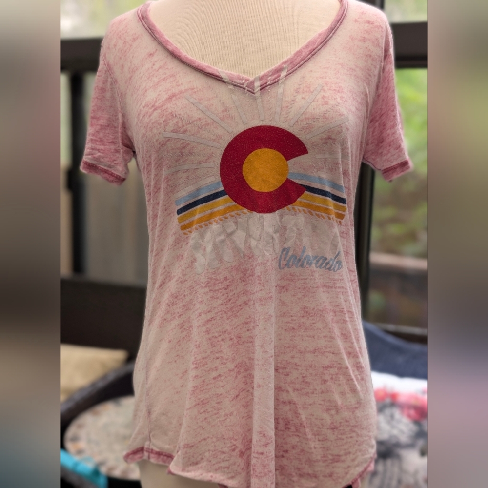 Colorado Pink Graphic V-Neck Top
